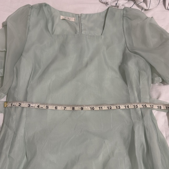 AS. Flores Green Puff Sleeve Square Neck Midi Sundress - Picture 13 of 16